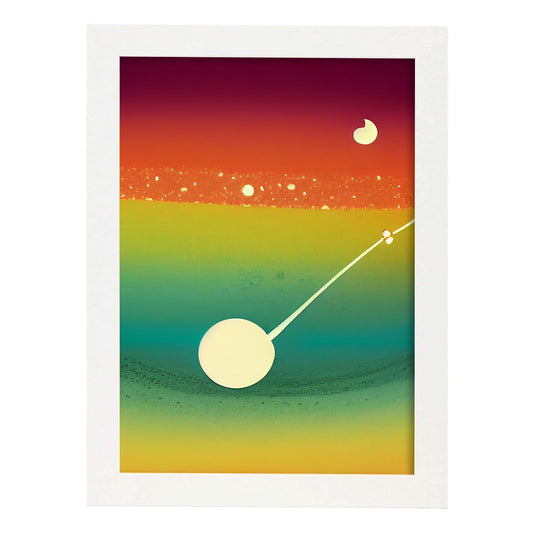Nacnic Lámina en Estilo Abstracto Gravedad. Llamativas y modernas Ilustraciones artísticas a todo color para el Diseño y Decoración de Interiores.-Artwork-Nacnic-A4-Marco Blanco-Nacnic Estudio SL