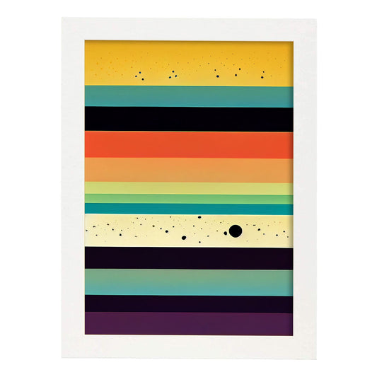 Nacnic Lámina en Estilo Abstracto Línea espectral. Llamativas y modernas Ilustraciones artísticas a todo color para el Diseño y Decoración de Interiores.-Artwork-Nacnic-A4-Marco Blanco-Nacnic Estudio SL