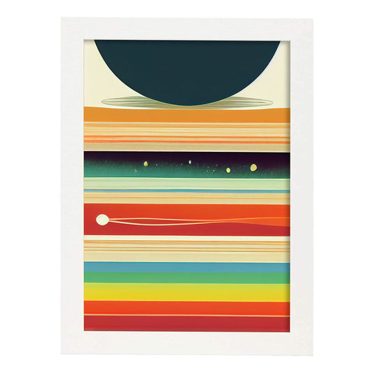 Nacnic Lámina en Estilo Abstracto Meteoro. Llamativas y modernas Ilustraciones artísticas a todo color para el Diseño y Decoración de Interiores.-Artwork-Nacnic-A4-Marco Blanco-Nacnic Estudio SL