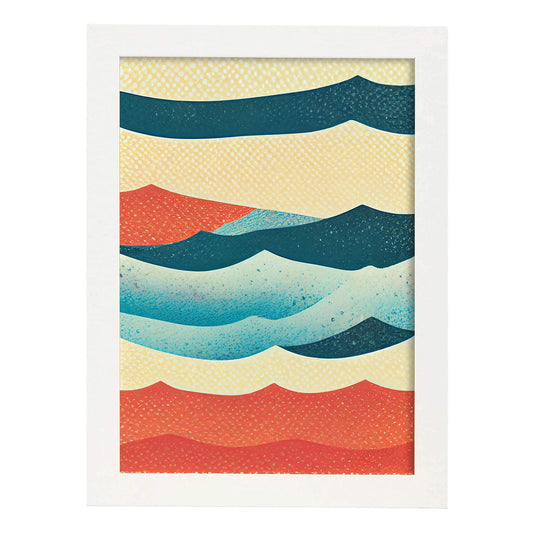 Nacnic Lámina en Estilo Abstracto minimal Frecuencia. Llamativas y modernas Ilustraciones artísticas a todo color para el Diseño y Decoración de Interiores.-Artwork-Nacnic-A4-Marco Blanco-Nacnic Estudio SL