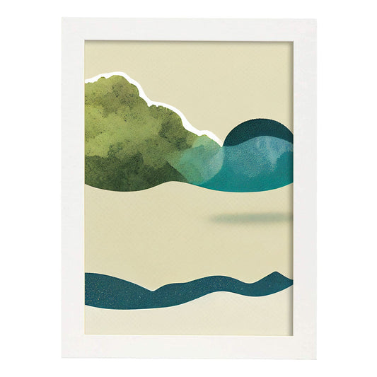 Nacnic Lámina en Estilo Abstracto Naturaleza. Llamativas y modernas Ilustraciones artísticas a todo color para el Diseño y Decoración de Interiores.-Artwork-Nacnic-A4-Marco Blanco-Nacnic Estudio SL