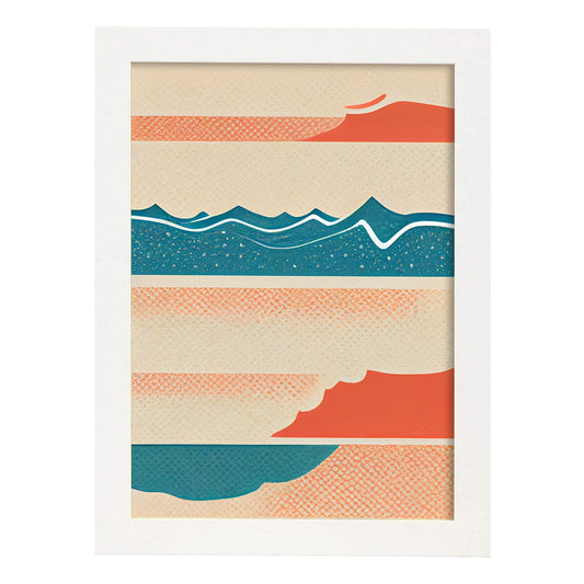 Nacnic Lámina en Estilo Abstracto Oriente. Llamativas y modernas Ilustraciones artísticas a todo color para el Diseño y Decoración de Interiores.-Artwork-Nacnic-A4-Marco Blanco-Nacnic Estudio SL