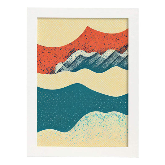 Nacnic Lámina en Estilo Abstracto Playa. Llamativas y modernas Ilustraciones artísticas a todo color para el Diseño y Decoración de Interiores.-Artwork-Nacnic-A4-Marco Blanco-Nacnic Estudio SL