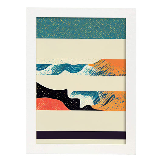 Nacnic Lámina en Estilo Abstracto Sincronización. Llamativas y modernas Ilustraciones artísticas a todo color para el Diseño y Decoración de Interiores.-Artwork-Nacnic-A4-Marco Blanco-Nacnic Estudio SL