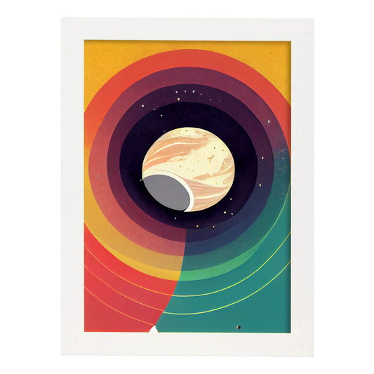 Nacnic Lámina en Estilo Abstracto Solar. Llamativas y modernas Ilustraciones artísticas a todo color para el Diseño y Decoración de Interiores.-Artwork-Nacnic-A4-Marco Blanco-Nacnic Estudio SL