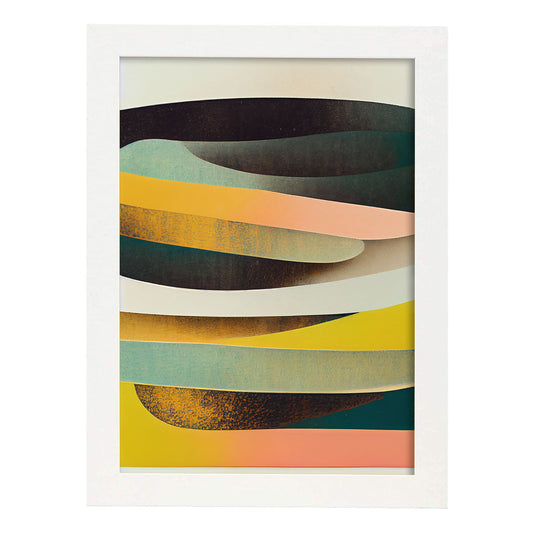 Nacnic Lámina en Estilo Abstracto Tierra. Llamativas y modernas Ilustraciones artísticas a todo color para el Diseño y Decoración de Interiores.-Artwork-Nacnic-A4-Marco Blanco-Nacnic Estudio SL