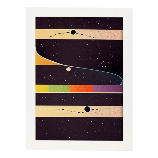 Nacnic Lámina en Estilo Abstracto Universo. Llamativas y modernas Ilustraciones artísticas a todo color para el Diseño y Decoración de Interiores.-Artwork-Nacnic-A4-Marco Blanco-Nacnic Estudio SL