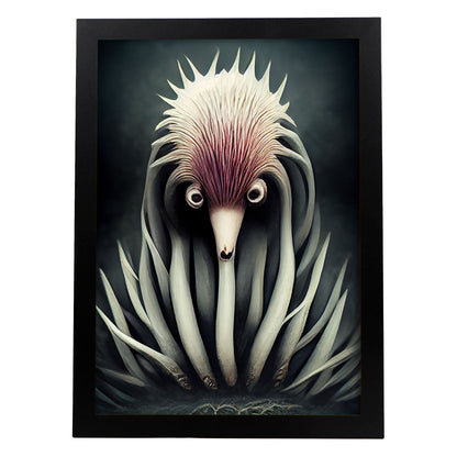 Nacnic Lámina Equidna Práctico estilo T. Burton. Ilustraciones y pósters de animales inspirados en el arte gótico y oscuro de Burton. Diseño y Decoración de Interiores.-Artwork-Nacnic-A4-Sin marco-Nacnic Estudio SL
