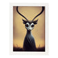 Nacnic Lámina Gacela Curioso estilo T. Burton. Ilustraciones y pósters de animales inspirados en el arte gótico y oscuro de Burton. Diseño y Decoración de Interiores.-Artwork-Nacnic-A4-Marco Blanco-Nacnic Estudio SL