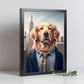 Nacnic Lámina Golden retriever Confiado en estilo Fotografía a todo color. Divertidas ilustraciones realistas de animales con ropa humana. Diseño y Decoración de Interiores.-Artwork-Nacnic-Nacnic Estudio SL