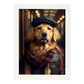 Nacnic Lámina Golden retriever Humilde en estilo Fotografía a todo color. Divertidas ilustraciones realistas de animales con ropa humana. Diseño y Decoración de Interiores.-Artwork-Nacnic-A4-Marco Blanco-Nacnic Estudio SL