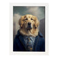 Nacnic Lámina Golden Retriever Leal en estilo Fotografía a todo color. Divertidas ilustraciones realistas de animales con ropa humana. Diseño y Decoración de Interiores.-Artwork-Nacnic-A4-Marco Blanco-Nacnic Estudio SL