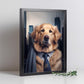 Nacnic Lámina Golden Retriever Racional en estilo Fotografía a todo color. Divertidas ilustraciones realistas de animales con ropa humana. Diseño y Decoración de Interiores.-Artwork-Nacnic-Nacnic Estudio SL