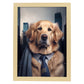 Nacnic Lámina Golden Retriever Racional en estilo Fotografía a todo color. Divertidas ilustraciones realistas de animales con ropa humana. Diseño y Decoración de Interiores.-Artwork-Nacnic-A4-Marco Madera clara-Nacnic Estudio SL