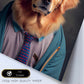 Nacnic Lámina Golden retriever Sociable en estilo Fotografía a todo color. Divertidas ilustraciones realistas de animales con ropa humana. Diseño y Decoración de Interiores.-Artwork-Nacnic-Nacnic Estudio SL