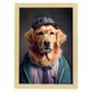 Nacnic Lámina Golden retriever Sociable en estilo Fotografía a todo color. Divertidas ilustraciones realistas de animales con ropa humana. Diseño y Decoración de Interiores.-Artwork-Nacnic-A4-Marco Madera clara-Nacnic Estudio SL