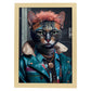 Nacnic Lámina Habana brown punk Práctico en estilo Fotografía a todo color. Divertidas ilustraciones realistas de animales con ropa humana. Diseño y Decoración de Interiores.-Artwork-Nacnic-A4-Marco Madera clara-Nacnic Estudio SL