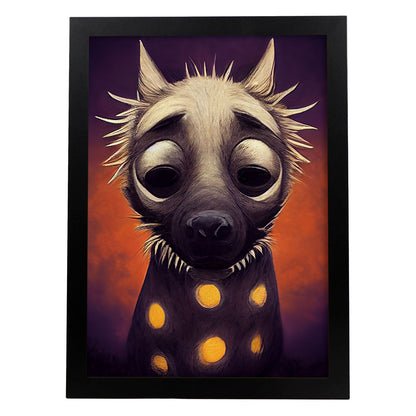 Nacnic Lámina Hiena Energético estilo T. Burton. Ilustraciones y pósters de animales inspirados en el arte gótico y oscuro de Burton. Diseño y Decoración de Interiores.-Artwork-Nacnic-A4-Sin marco-Nacnic Estudio SL