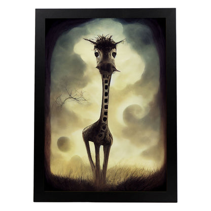 Nacnic Lámina Jirafa Humilde estilo T. Burton. Ilustraciones y pósters de animales inspirados en el arte gótico y oscuro de Burton. Diseño y Decoración de Interiores.-Artwork-Nacnic-A4-Sin marco-Nacnic Estudio SL