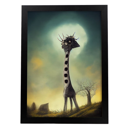 Nacnic Lámina Jirafa Intelectual estilo T. Burton. Ilustraciones y pósters de animales inspirados en el arte gótico y oscuro de Burton. Diseño y Decoración de Interiores.-Artwork-Nacnic-A4-Sin marco-Nacnic Estudio SL