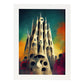 Nacnic Lámina La Sagrada Familia Sensible al estilo de T. Burton. Ilustraciones de monumentos, ciudades, paises inspiradas en arte gótico y oscuro. Diseño y Decoración de Interiores.-Artwork-Nacnic-A4-Marco Blanco-Nacnic Estudio SL
