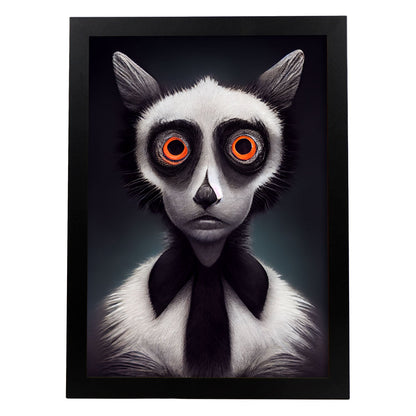 Nacnic Lámina Lemur Valiente estilo T. Burton. Ilustraciones y pósters de animales inspirados en el arte gótico y oscuro de Burton. Diseño y Decoración de Interiores.-Artwork-Nacnic-A4-Sin marco-Nacnic Estudio SL