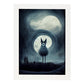 Nacnic Lámina Lobo Empático estilo T. Burton. Ilustraciones y pósters de animales inspirados en el arte gótico y oscuro de Burton. Diseño y Decoración de Interiores.-Artwork-Nacnic-A4-Marco Blanco-Nacnic Estudio SL