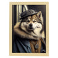 Nacnic Lámina Malamute de Alaska en estilo Fotografía a todo color. Divertidas ilustraciones realistas de animales con ropa humana. Diseño y Decoración de Interiores.-Artwork-Nacnic-A4-Marco Madera clara-Nacnic Estudio SL