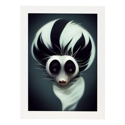Nacnic Lámina Mofeta 2 Leal estilo T. Burton. Ilustraciones y pósters de animales inspirados en el arte gótico y oscuro de Burton. Diseño y Decoración de Interiores.-Artwork-Nacnic-A4-Marco Blanco-Nacnic Estudio SL