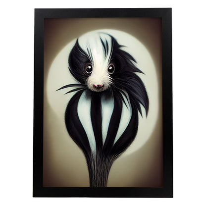 Nacnic Lámina Mofeta Decidido estilo T. Burton. Ilustraciones y pósters de animales inspirados en el arte gótico y oscuro de Burton. Diseño y Decoración de Interiores.-Artwork-Nacnic-A4-Sin marco-Nacnic Estudio SL