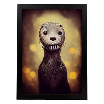 Nacnic Lámina Nutria Optimista estilo T. Burton. Ilustraciones y pósters de animales inspirados en el arte gótico y oscuro de Burton. Diseño y Decoración de Interiores.-Artwork-Nacnic-A4-Sin marco-Nacnic Estudio SL