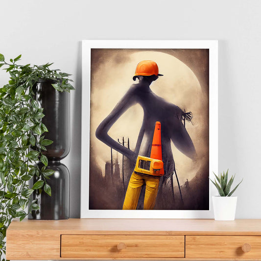 Nacnic Lámina Obrero Decidido al estilo de T. Burton. Ilustraciones de profesiones y oficios inspiradas en arte gótico y oscuro. Diseño y Decoración de Interiores.-Artwork-Nacnic-Nacnic Estudio SL