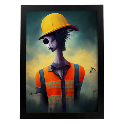 Nacnic Lámina Obrero Tolerante al estilo de T. Burton. Ilustraciones de profesiones y oficios inspiradas en arte gótico y oscuro. Diseño y Decoración de Interiores.-Artwork-Nacnic-A4-Sin marco-Nacnic Estudio SL