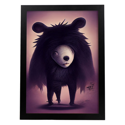 Nacnic Lámina Oso Amistoso estilo T. Burton. Ilustraciones y pósters de animales inspirados en el arte gótico y oscuro de Burton. Diseño y Decoración de Interiores.-Artwork-Nacnic-A4-Sin marco-Nacnic Estudio SL