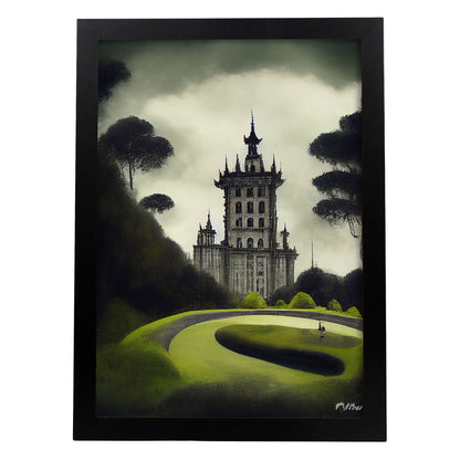 Nacnic Lámina Palacio de la Pena Decidido al estilo de T. Burton. Ilustraciones de monumentos, ciudades, paises inspiradas en arte gótico y oscuro. Diseño y Decoración de Interiores.-Artwork-Nacnic-A4-Sin marco-Nacnic Estudio SL