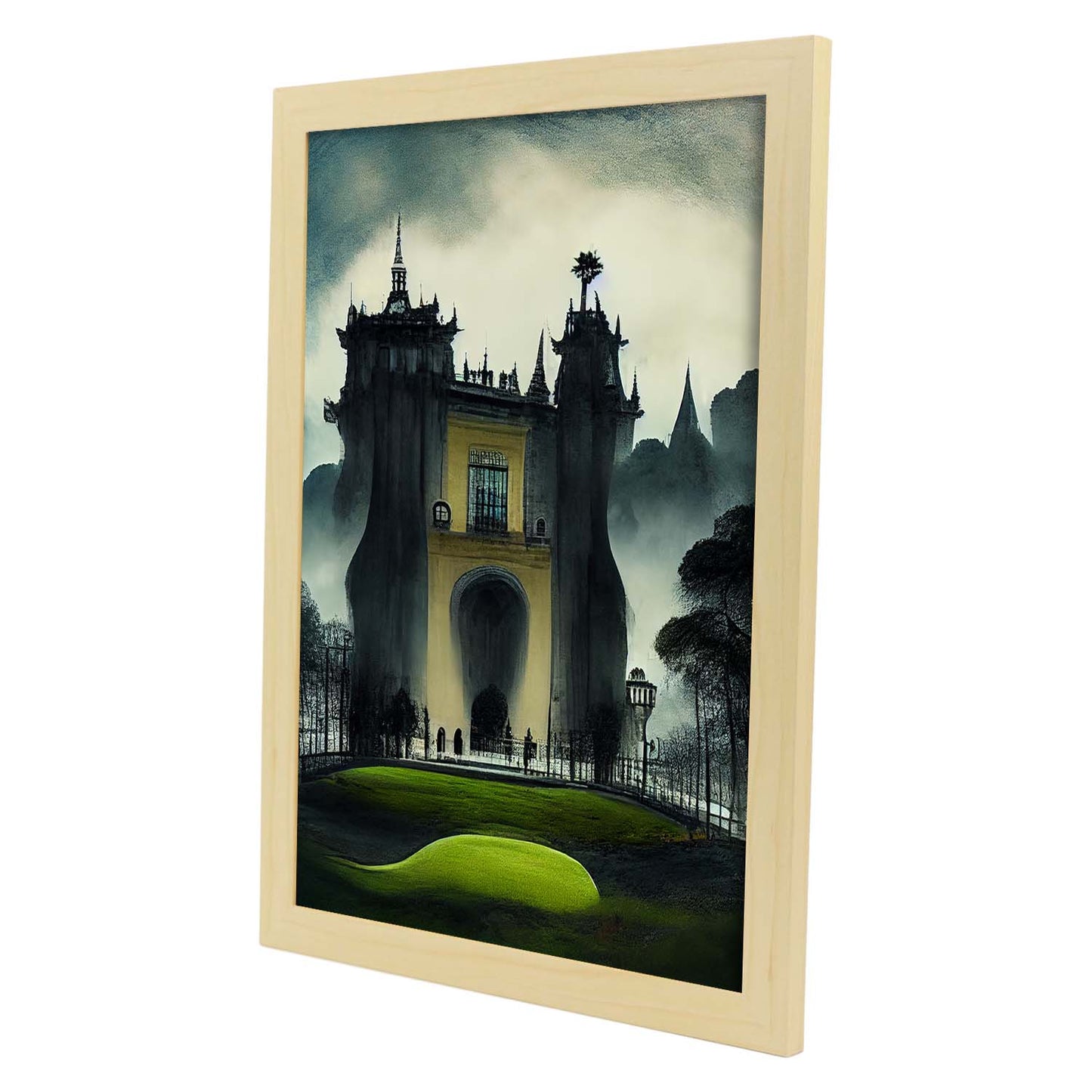 Nacnic Lámina Palacio de la Pena Intelectual al estilo de T. Burton. Ilustraciones de monumentos, ciudades, paises inspiradas en arte gótico y oscuro. Diseño y Decoración de Interiores.-Artwork-Nacnic-Nacnic Estudio SL