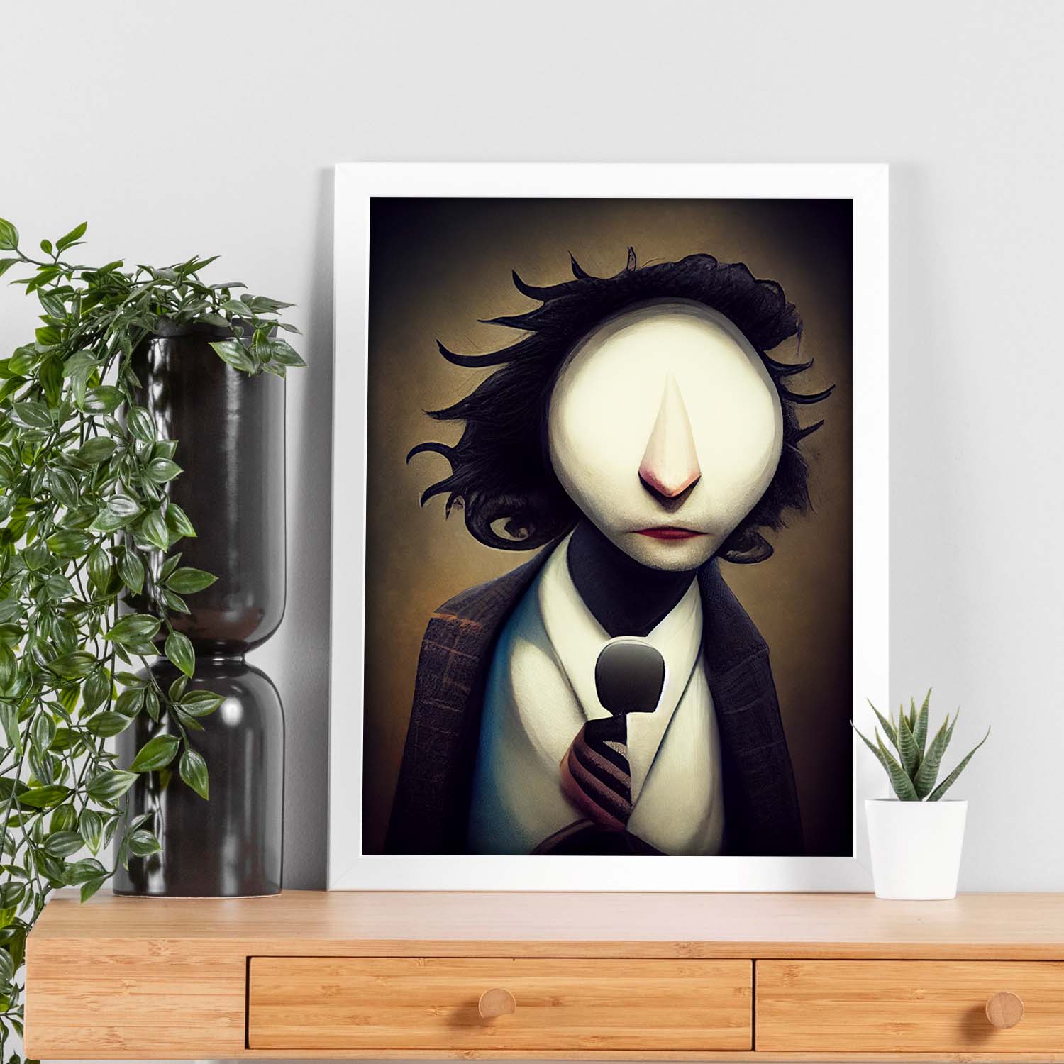 Nacnic Lámina Periodista Cooperativo al estilo de T. Burton. Ilustraciones de profesiones y oficios inspiradas en arte gótico y oscuro. Diseño y Decoración de Interiores.-Artwork-Nacnic-Nacnic Estudio SL
