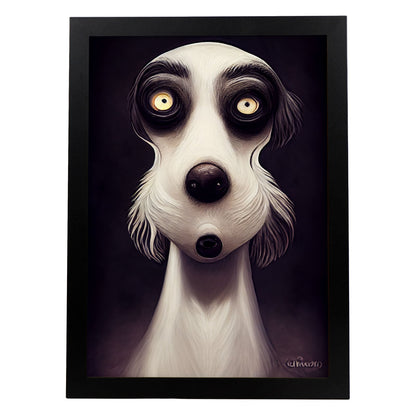 Nacnic Lámina Perro Dependiente estilo T. Burton. Ilustraciones y pósters de animales inspirados en el arte gótico y oscuro de Burton. Diseño y Decoración de Interiores.-Artwork-Nacnic-A4-Sin marco-Nacnic Estudio SL