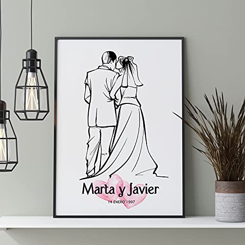 Lámina Personalizada Nacnic para Boda con Ilustración de Matrimonio