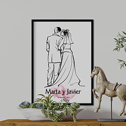 Lámina Personalizada Nacnic para Boda con Ilustración de Matrimonio