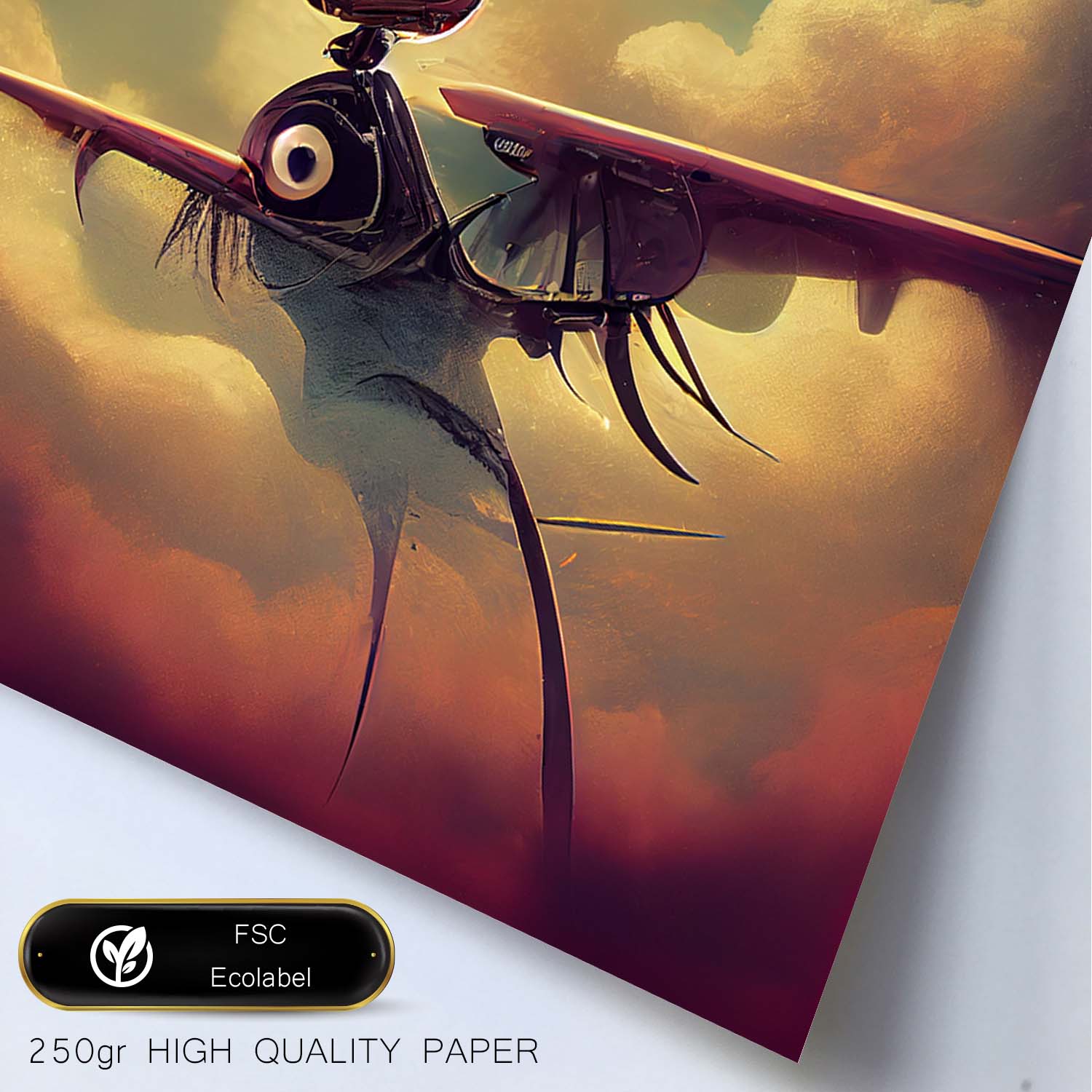 Nacnic Lámina Piloto Valiente al estilo de T. Burton. Ilustraciones de profesiones y oficios inspiradas en arte gótico y oscuro. Diseño y Decoración de Interiores.-Artwork-Nacnic-Nacnic Estudio SL