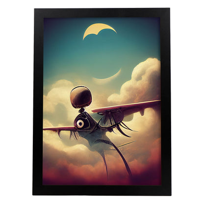 Nacnic Lámina Piloto Valiente al estilo de T. Burton. Ilustraciones de profesiones y oficios inspiradas en arte gótico y oscuro. Diseño y Decoración de Interiores.-Artwork-Nacnic-A4-Sin marco-Nacnic Estudio SL