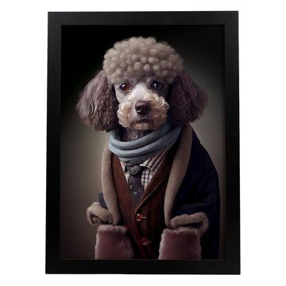 Nacnic Lámina Poodle marrón Curioso en estilo Fotografía a todo color. Divertidas ilustraciones realistas de animales con ropa humana. Diseño y Decoración de Interiores.-Artwork-Nacnic-A4-Sin marco-Nacnic Estudio SL