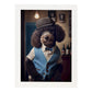 Nacnic Lámina Poodle Sensible en estilo Fotografía a todo color. Divertidas ilustraciones realistas de animales con ropa humana. Diseño y Decoración de Interiores.-Artwork-Nacnic-A4-Marco Blanco-Nacnic Estudio SL