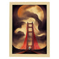 Nacnic Lámina Puente Golden Gate Humilde al estilo de T. Burton. Ilustraciones de monumentos, ciudades, paises inspiradas en arte gótico y oscuro. Diseño y Decoración de Interiores.-Artwork-Nacnic-A4-Marco Madera clara-Nacnic Estudio SL
