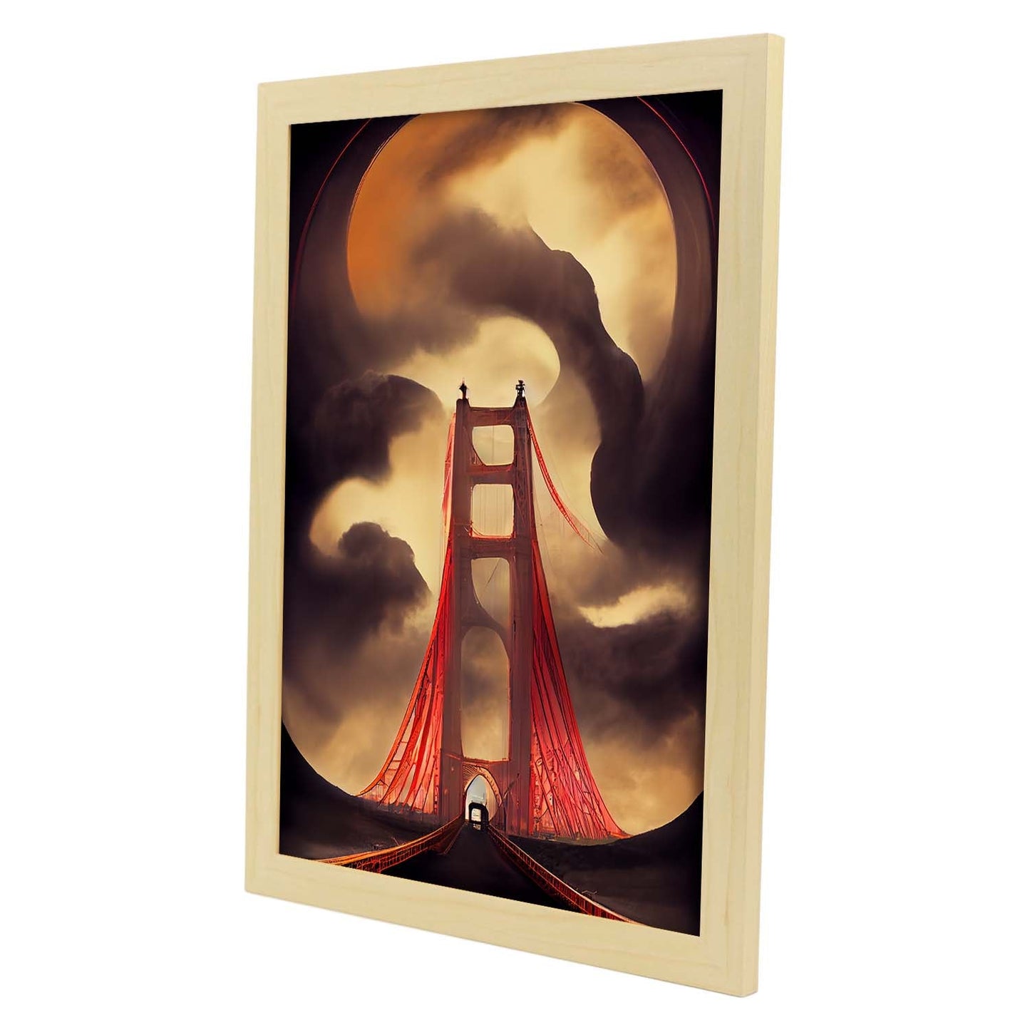 Nacnic Lámina Puente Golden Gate Humilde al estilo de T. Burton. Ilustraciones de monumentos, ciudades, paises inspiradas en arte gótico y oscuro. Diseño y Decoración de Interiores.-Artwork-Nacnic-Nacnic Estudio SL