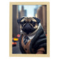 Nacnic Lámina Pug Generoso en estilo Fotografía a todo color. Divertidas ilustraciones realistas de animales con ropa humana. Diseño y Decoración de Interiores.-Artwork-Nacnic-A4-Marco Madera clara-Nacnic Estudio SL