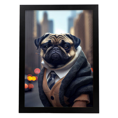 Nacnic Lámina Pug Generoso en estilo Fotografía a todo color. Divertidas ilustraciones realistas de animales con ropa humana. Diseño y Decoración de Interiores.-Artwork-Nacnic-A4-Sin marco-Nacnic Estudio SL
