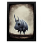 Nacnic Lámina Rinoceronte Valiente estilo T. Burton. Ilustraciones y pósters de animales inspirados en el arte gótico y oscuro de Burton. Diseño y Decoración de Interiores.-Artwork-Nacnic-A4-Sin marco-Nacnic Estudio SL