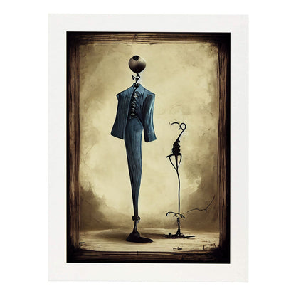 Nacnic Lámina Sastre Sociable al estilo de T. Burton. Ilustraciones de profesiones y oficios inspiradas en arte gótico y oscuro. Diseño y Decoración de Interiores.-Artwork-Nacnic-A4-Marco Blanco-Nacnic Estudio SL